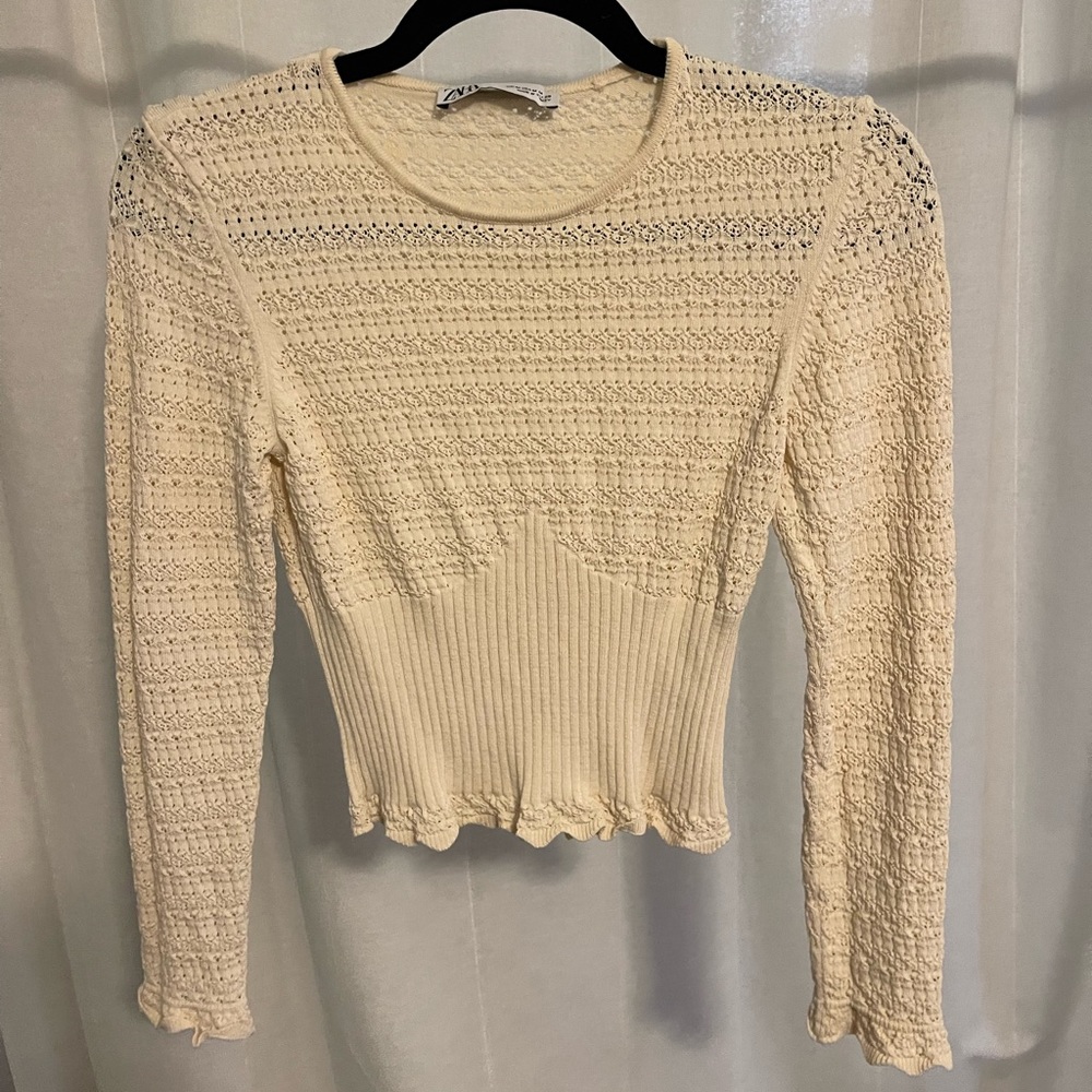 Zara longsleeve crop top M